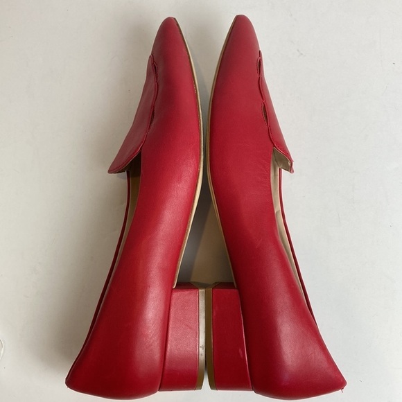 Cole Haan Leah Skimmer Pointed Toe Scallop Cut-outs Flats Sz 11 Tango Red Office - Picture 16 of 16